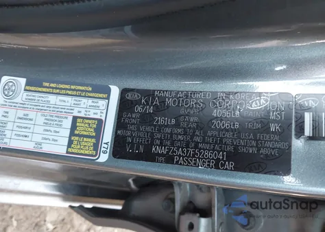 2015 Kia Forte Sx from USA, damaged, VIN KNAFZ5A37F5286041